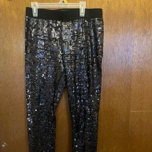 Express black sequin leggings.